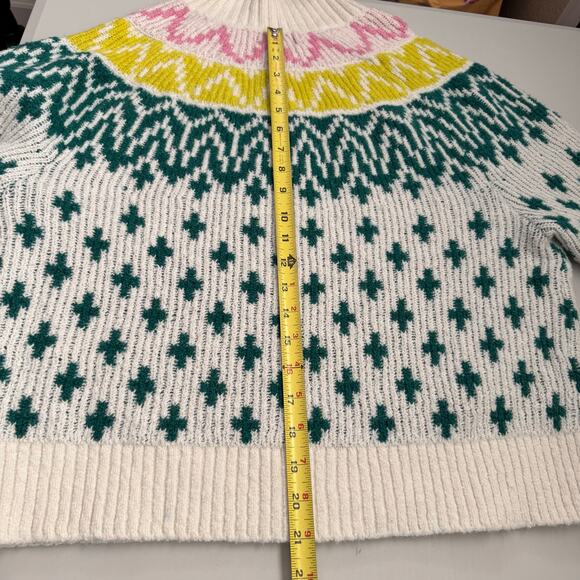 Old Navy Mock Neck Fair Isle Knit Oversized Nordic Sweater Barbiecore Women M - Picture 6 of 9